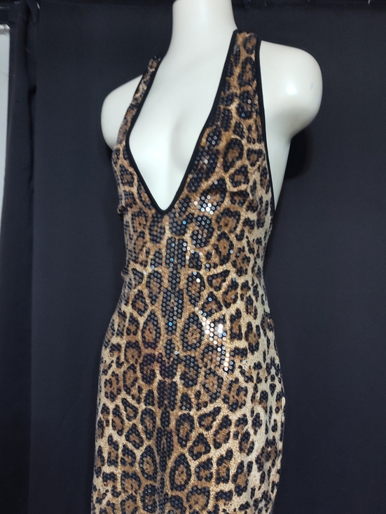 Nasty Gal Dresses & Skirts - Nasty Gal Women's Leopard Sexy Sequin Halter Dress NWOT